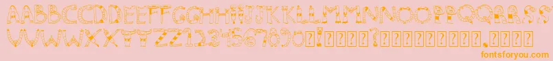 Clinkclank-Schriftart – Orangefarbene Schriften auf rosa Hintergrund