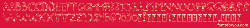 Clinkclank-Schriftart – Gelbe Schriften auf rotem Hintergrund