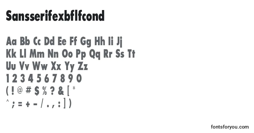 A fonte Sansserifexbflfcond – alfabeto, números, caracteres especiais