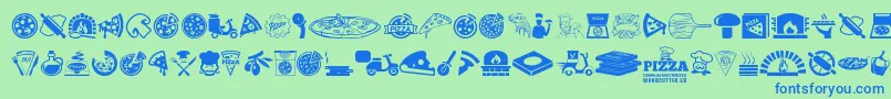 Pizza Font – Blue Fonts on Green Background