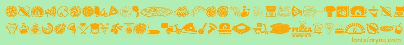 Czcionka Pizza – pomarańczowe czcionki na zielonym tle