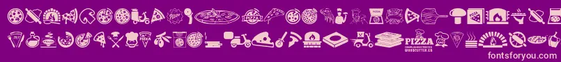 Pizza-Schriftart – Rosa Schriften auf violettem Hintergrund