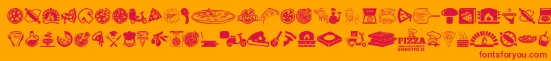 Fonte Pizza – fontes vermelhas em um fundo laranja
