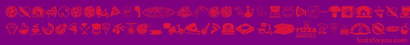 フォントPizza – 紫の背景に赤い文字