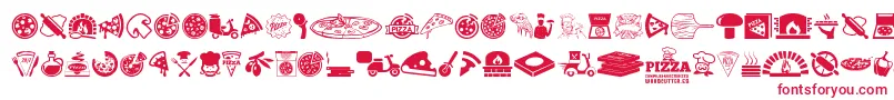 Pizza Font – Red Fonts on White Background