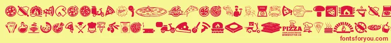 Pizza Font – Red Fonts on Yellow Background