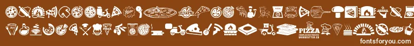 フォントPizza – 茶色の背景に白い文字