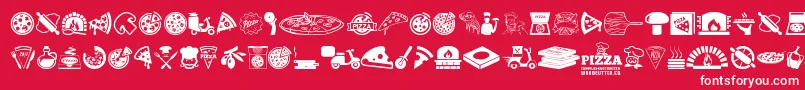 Pizza-fontti – valkoiset fontit punaisella taustalla