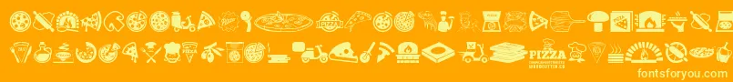 Pizza Font – Yellow Fonts on Orange Background