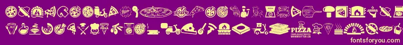 フォントPizza – 紫の背景に黄色のフォント