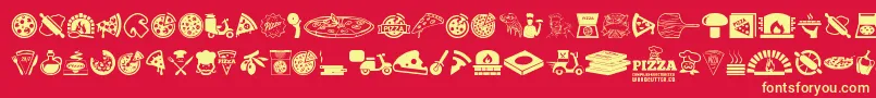 Pizza Font – Yellow Fonts on Red Background