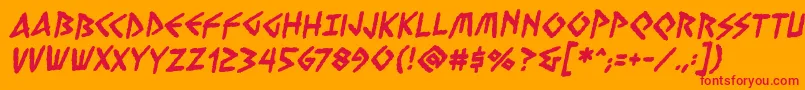 フォントVengefulgodsbbBold – オレンジの背景に赤い文字