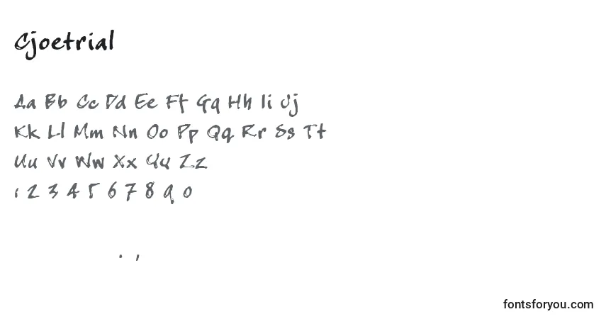Schriftart Cjoetrial – Alphabet, Zahlen, spezielle Symbole