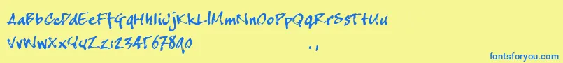 Cjoetrial-Schriftart – Blaue Schriften auf gelbem Hintergrund