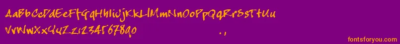 Cjoetrial-Schriftart – Orangefarbene Schriften auf violettem Hintergrund