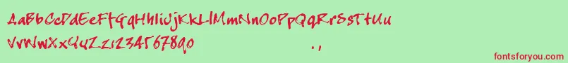 Cjoetrial Font – Red Fonts on Green Background