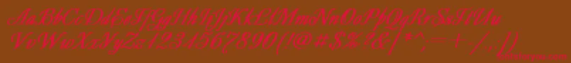 DecorBoldItalic Font – Red Fonts on Brown Background