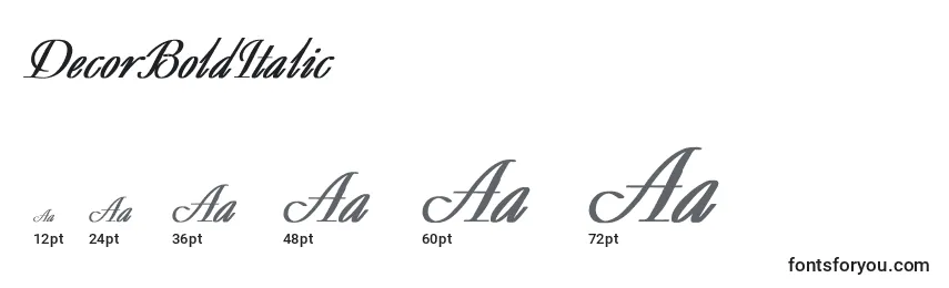 DecorBoldItalic Font Sizes
