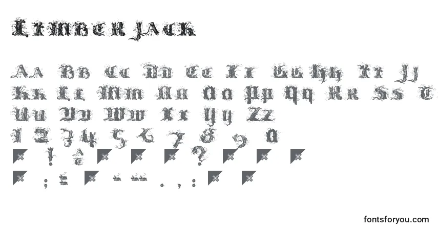 caractères de police limberjack, lettres de police limberjack, alphabet de police limberjack