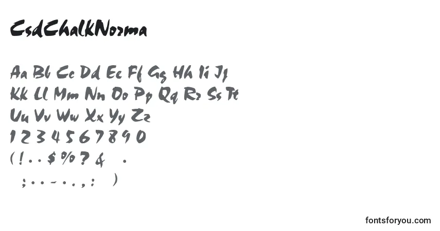 Czcionka CsdChalkNorma – alfabet, cyfry, specjalne znaki