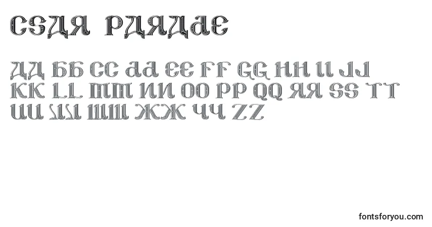 Czcionka Csar2parade – alfabet, cyfry, specjalne znaki