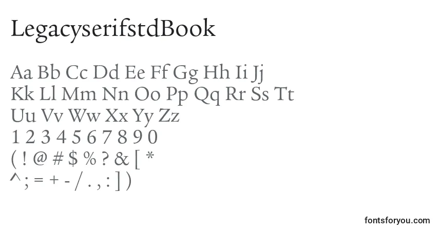 A fonte LegacyserifstdBook – alfabeto, números, caracteres especiais