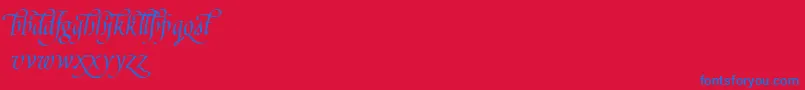 PoeticaSuppLowercaseAlternatesI Font – Blue Fonts on Red Background