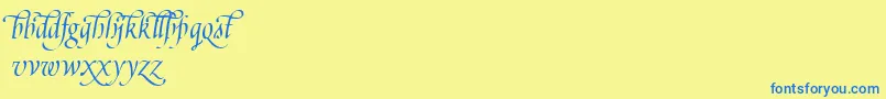 PoeticaSuppLowercaseAlternatesI Font – Blue Fonts on Yellow Background