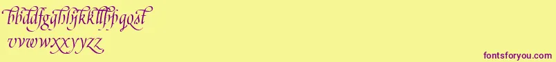 PoeticaSuppLowercaseAlternatesI Font – Purple Fonts on Yellow Background