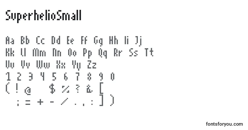 Schriftart SuperhelioSmall – Alphabet, Zahlen, spezielle Symbole