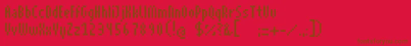フォントSuperhelioSmall – 赤い背景に茶色の文字