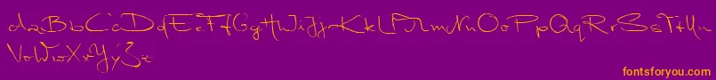MarleenScriptNormalReduced Font – Orange Fonts on Purple Background