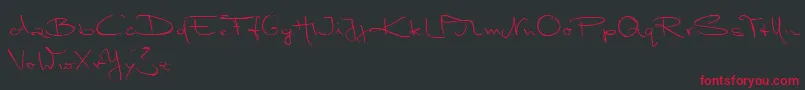 フォントMarleenScriptNormalReduced – 黒い背景に赤い文字