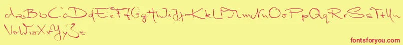 More about MarleenScriptNormalReduced Font MarleenScriptNormalReduced Font – Red Fonts on Yellow Background