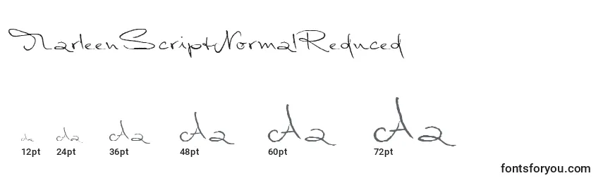 Размеры шрифта MarleenScriptNormalReduced