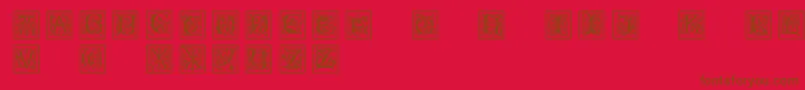 Petitfleurnormal-Schriftart – Braune Schriften auf rotem Hintergrund