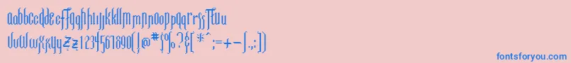 Czcionka LorraineRegular – niebieskie czcionki na różowym tle