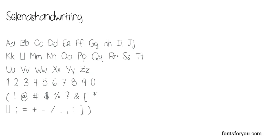 Selenashandwriting-fontti – aakkoset, numerot, erikoismerkit