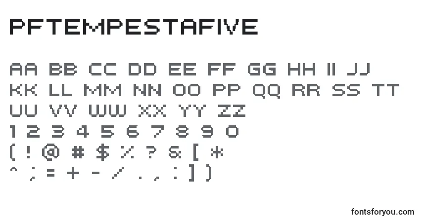 A fonte PfTempestaFive – alfabeto, números, caracteres especiais