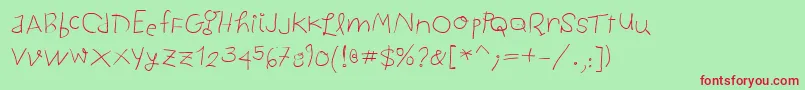 Childwritten Font – Red Fonts on Green Background