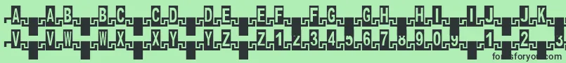 Zipper1Cyr-fontti – mustat fontit vihreällä taustalla