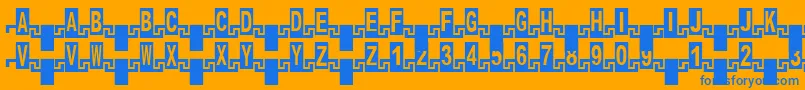 Czcionka Zipper1Cyr – niebieskie czcionki na pomarańczowym tle