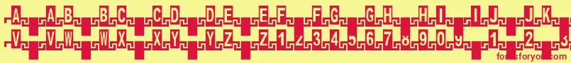 フォントZipper1Cyr – 赤い文字の黄色い背景