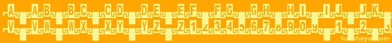 Zipper1Cyr-fontti – keltaiset fontit oranssilla taustalla