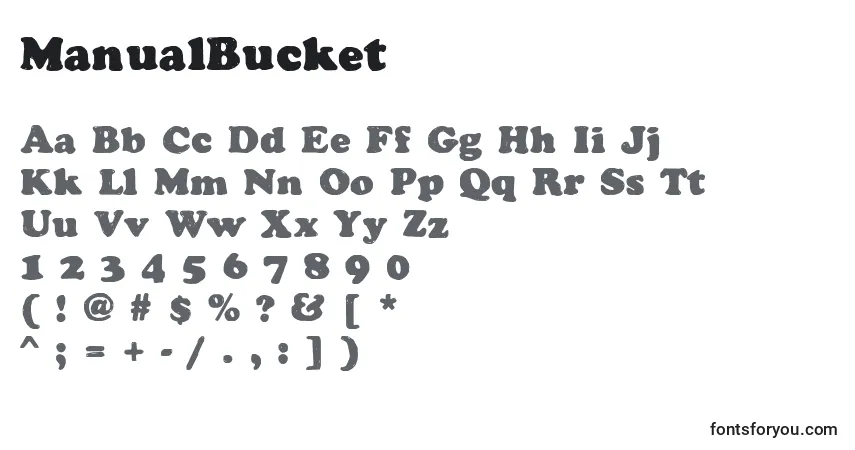 Czcionka ManualBucket – alfabet, cyfry, specjalne znaki
