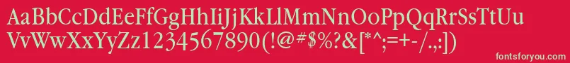 フォントGaramondbooknarrowatt – 赤い背景に緑の文字