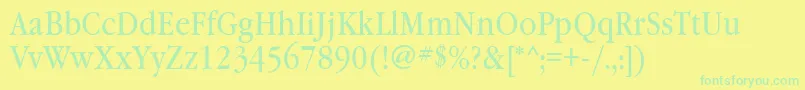 Garamondbooknarrowatt Font – Green Fonts on Yellow Background
