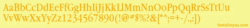 Garamondbooknarrowatt Font – Orange Fonts on Yellow Background