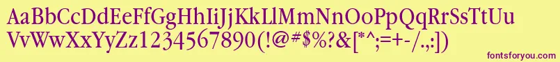 Garamondbooknarrowatt Font – Purple Fonts on Yellow Background