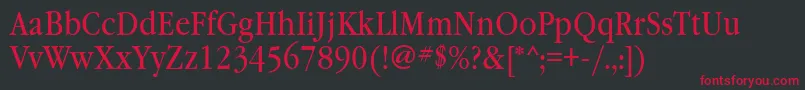 Garamondbooknarrowatt Font – Red Fonts on Black Background